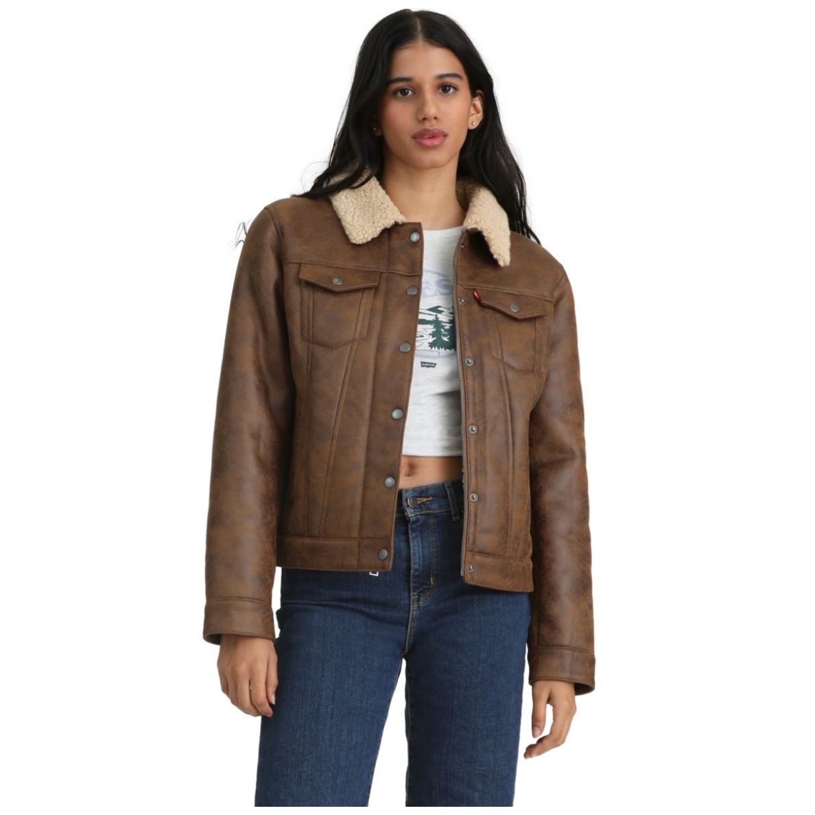 Chamarras de piel levis para mujer sale