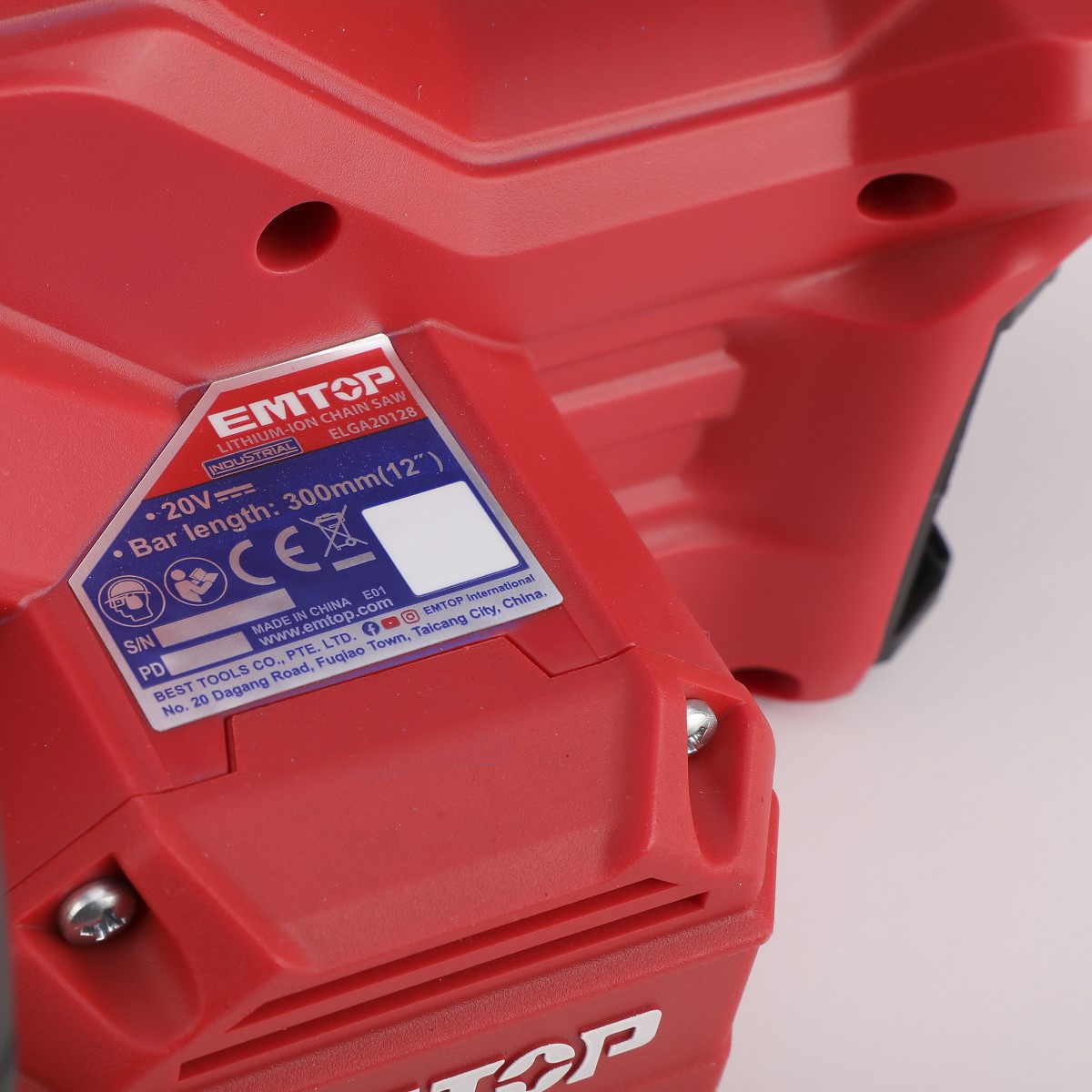 Motosierra Inalámbrica Emtop Brushless 20V Color Rojo