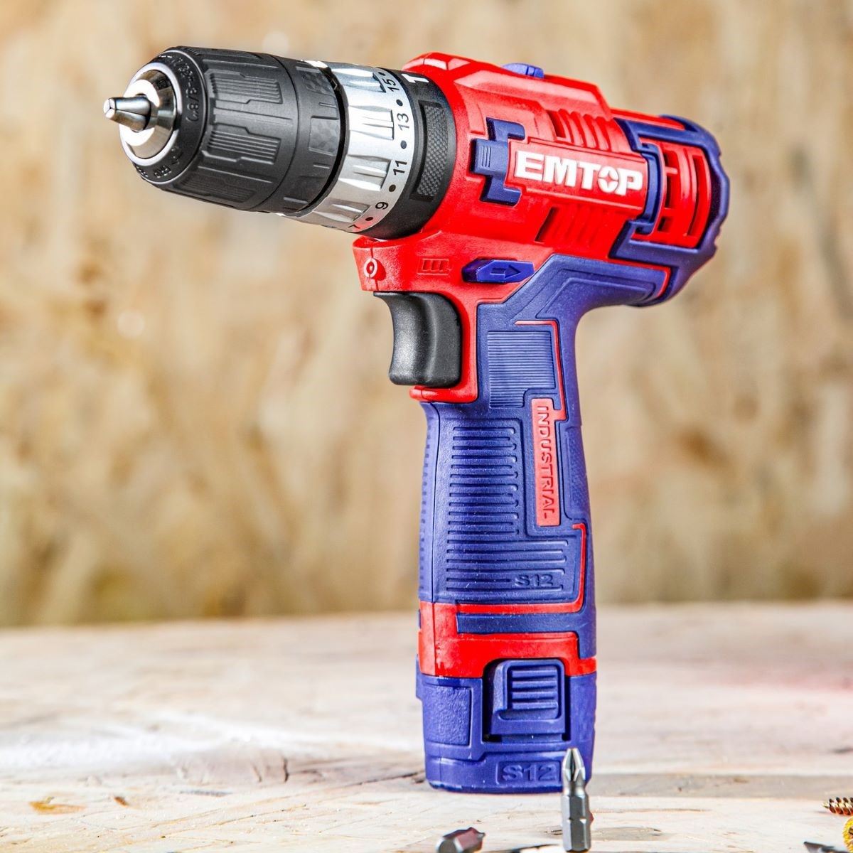 Kit Taladro Atornillador de 45 Nm Inalámbrico de 12V Emtop