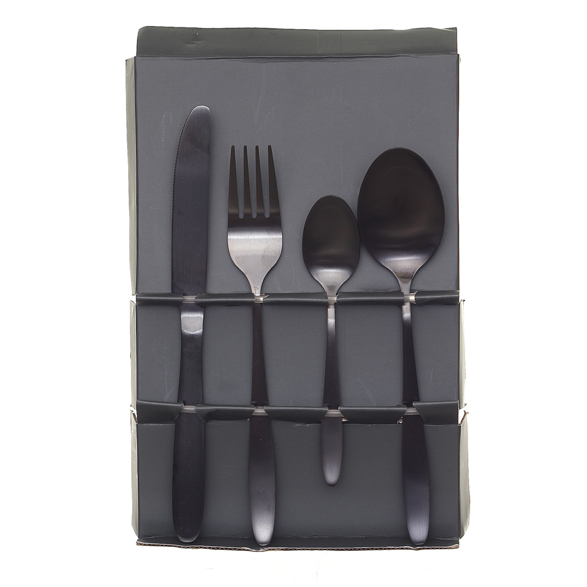 Set Cubiertos Negro 16 Pz Cmp