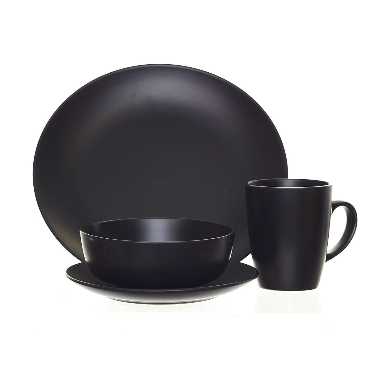 Set Vajilla 16 Pz Cerámica Negro Semi Mate Chefmaker