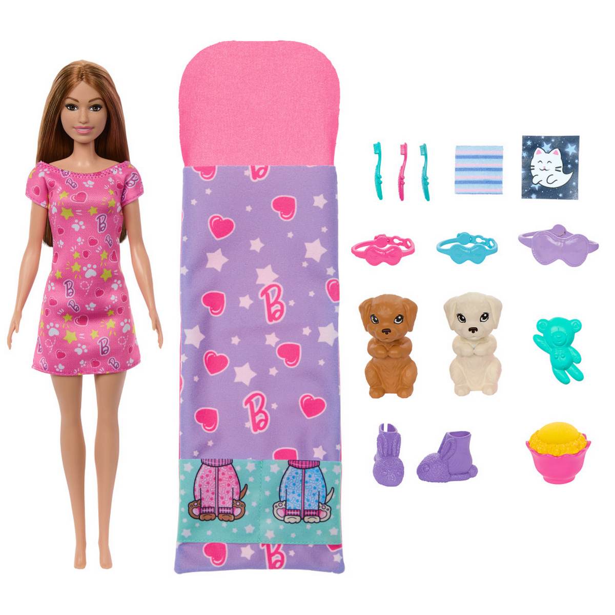 Barbie Set de Juego Fiesta de Pijamas con Perritos Mattel