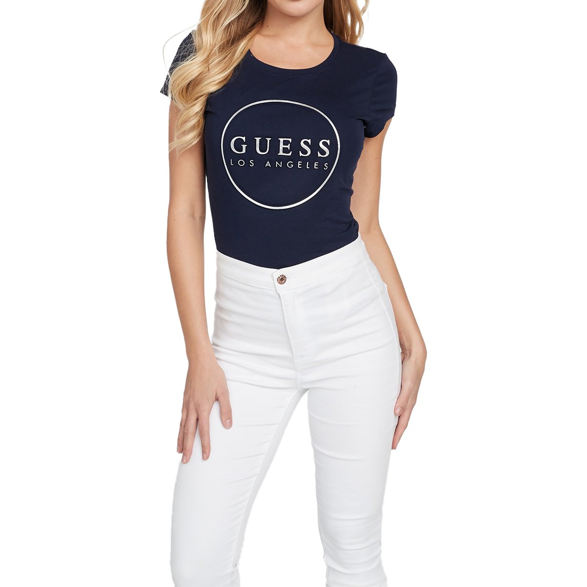 Playera con Cuello Redondo Y Aplicación para Mujer Juniors Guess Factory