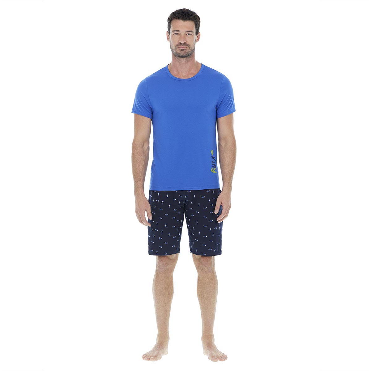 Pijama con Short Diseño Combinado para Hombre Skiny