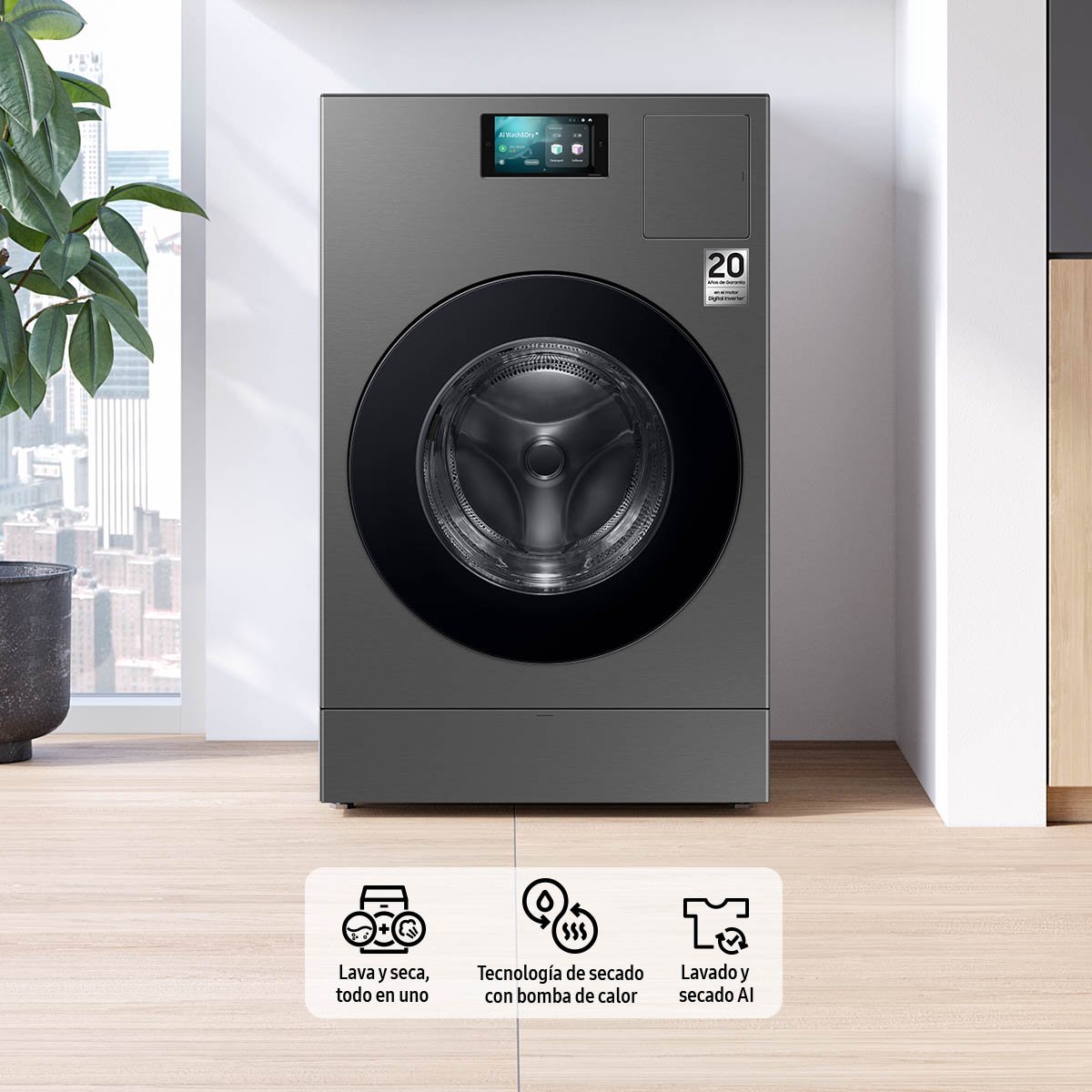 Lavasecadora Bespoke Samsung Ai 26Kg  Wd26Dvs15R7  Gris