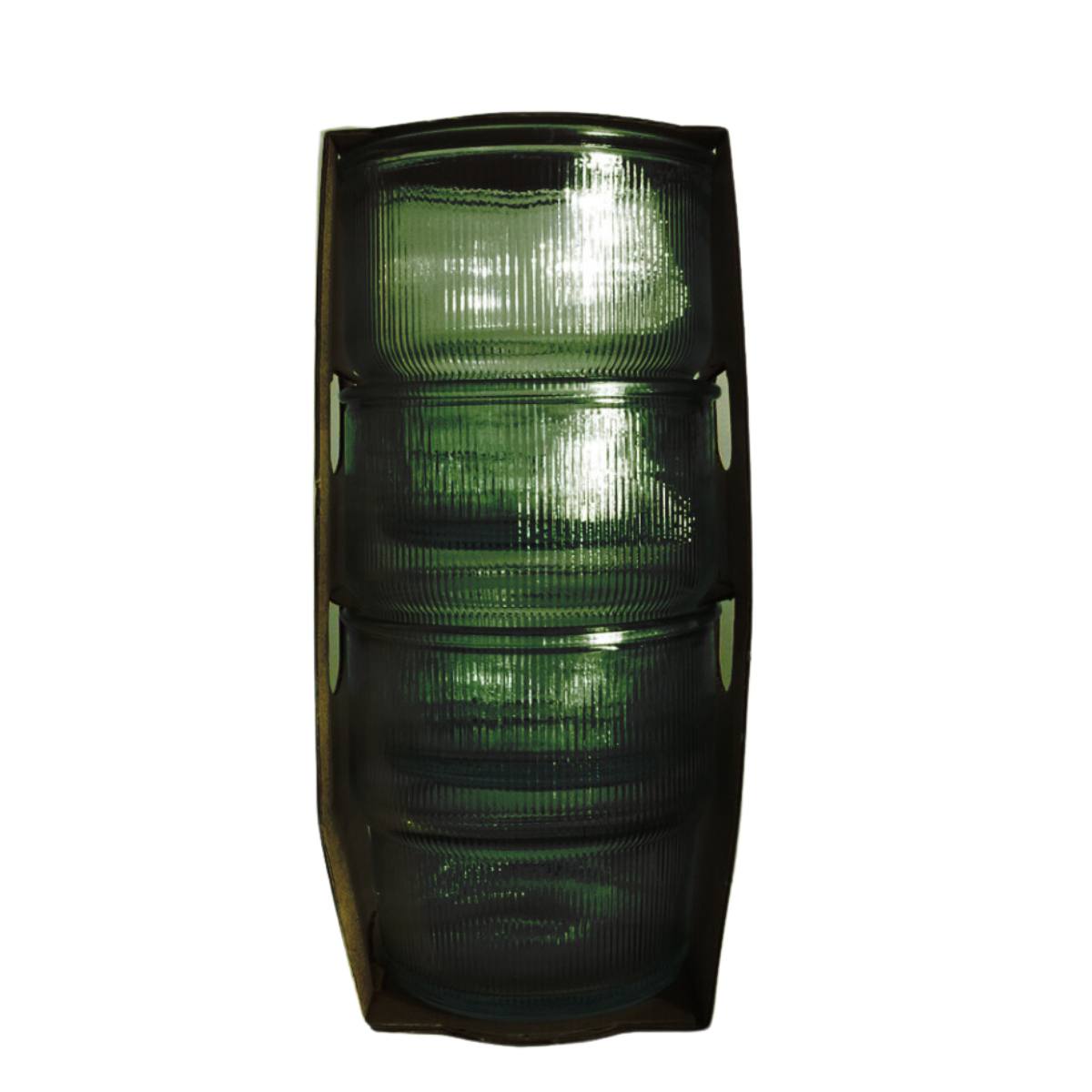 3 Vasos Ribbed   Vidrio Verde San Miguel