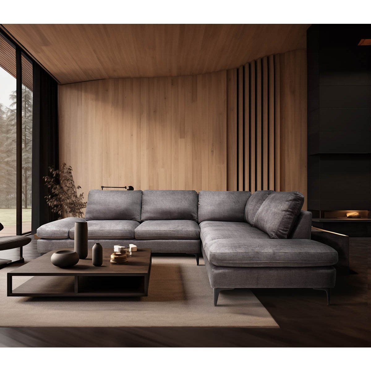 Sala Modular 2 Piezas Derecho Desio S  Gris  Muebles Liz