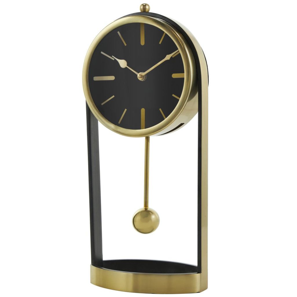 Reloj Mesa Aluminio Vidrio 36 Cm Dorado Uma