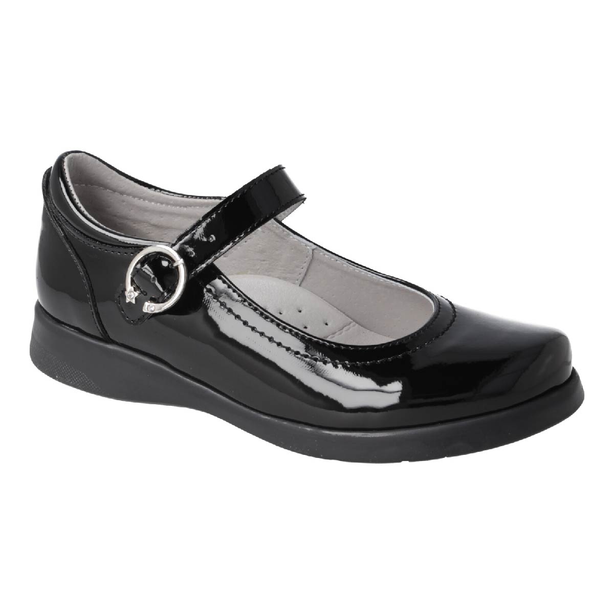 Zapato Escolar de Charol con Hebilla 22-24 Negro para Niña Karsten