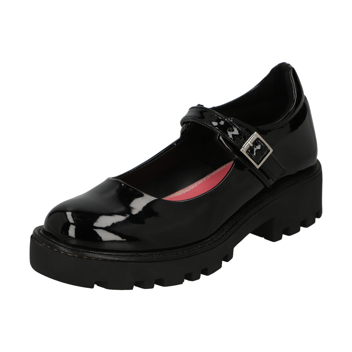 Zapato Escolar Charol con Ajuste Hebilla 21-25 Negro para Niña Divina