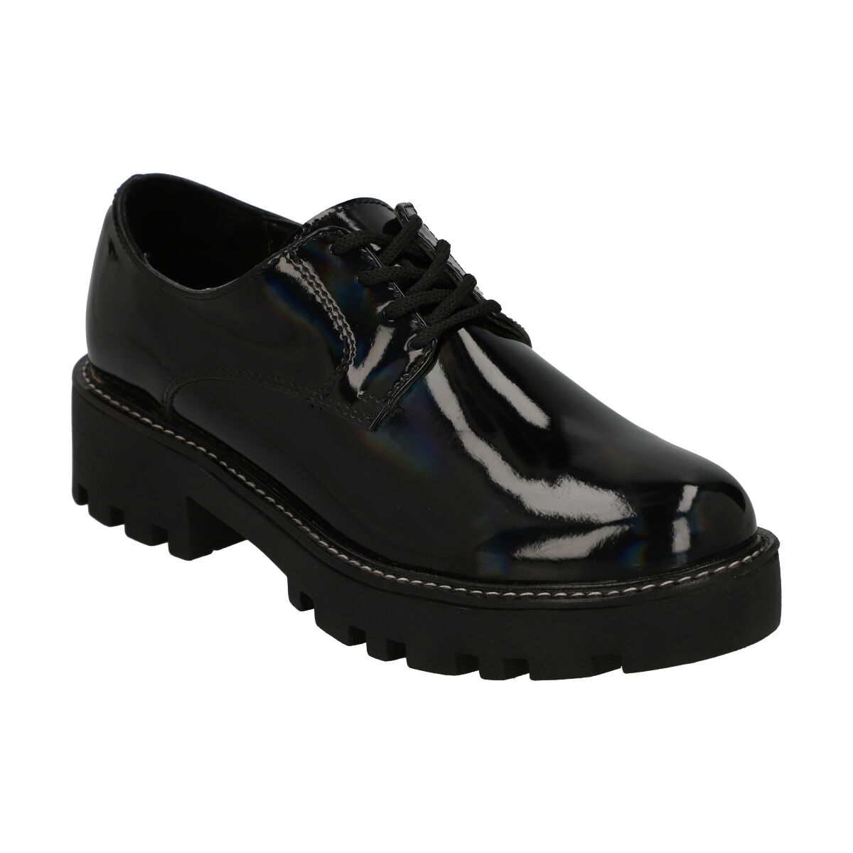 Zapato Choclo Escolar Charol con Agujeta 21-25 Negro para Niña Divina