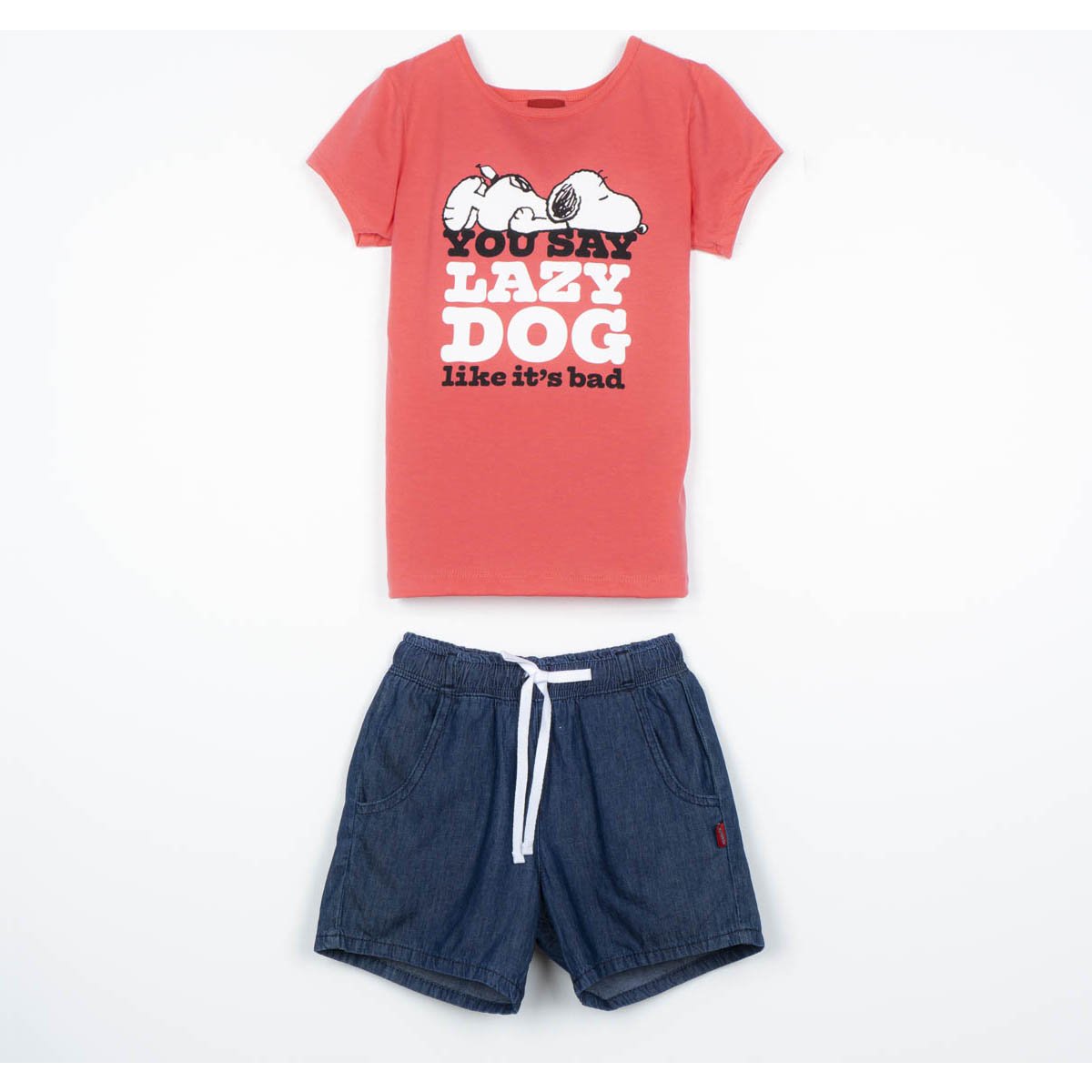 Conjunto para Niña 2 Piezas Playera Manga Corta Y Short Snoopy