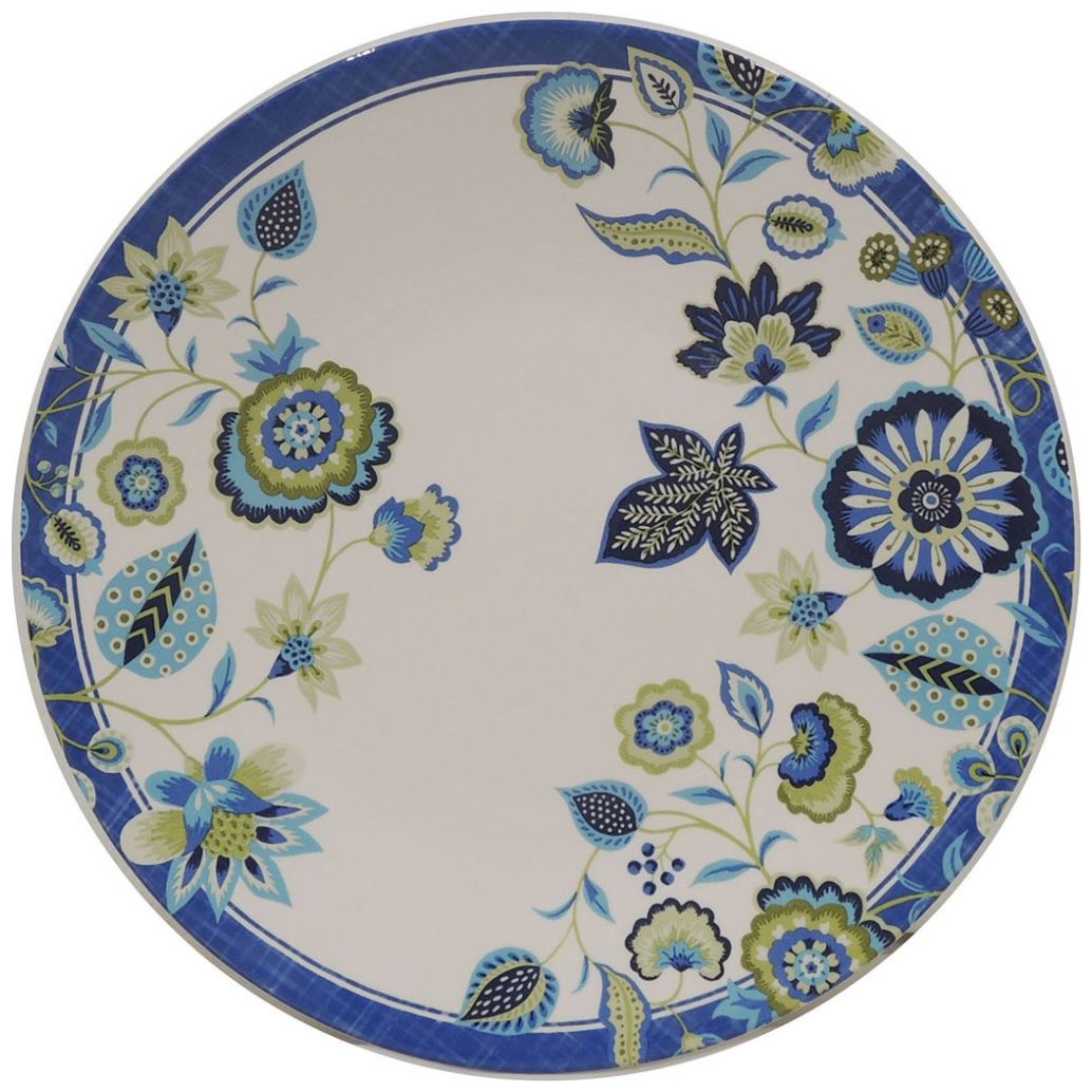 Plato Extendido Folk Floral Azul y Verde Vintage Home