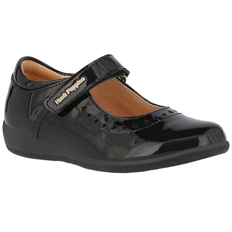 Balerina Escolar con Velcro 18-24 Negro para Niña Hush Puppies