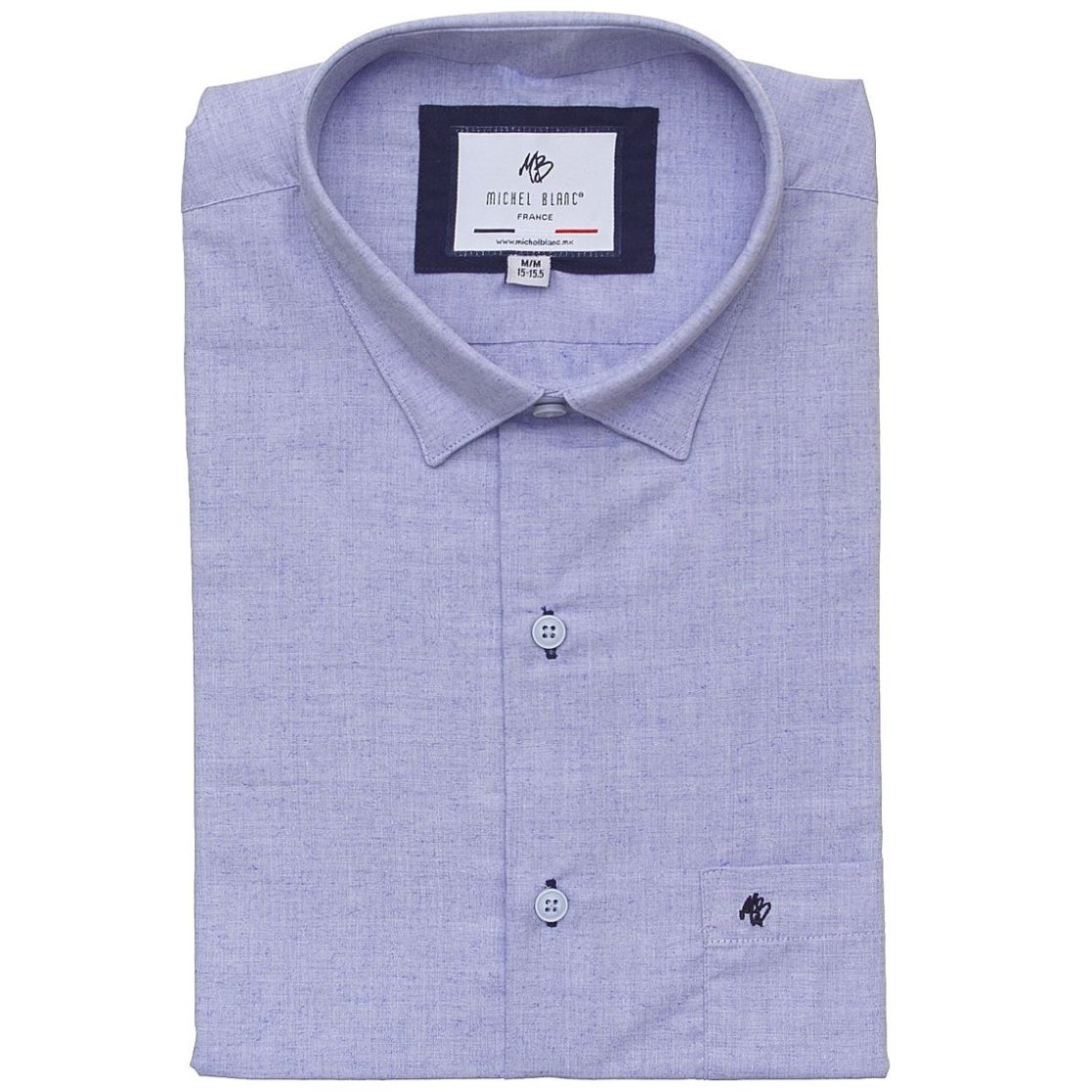 Camisa Azul de Tela Jaspeada para Hombre Michel Blanc