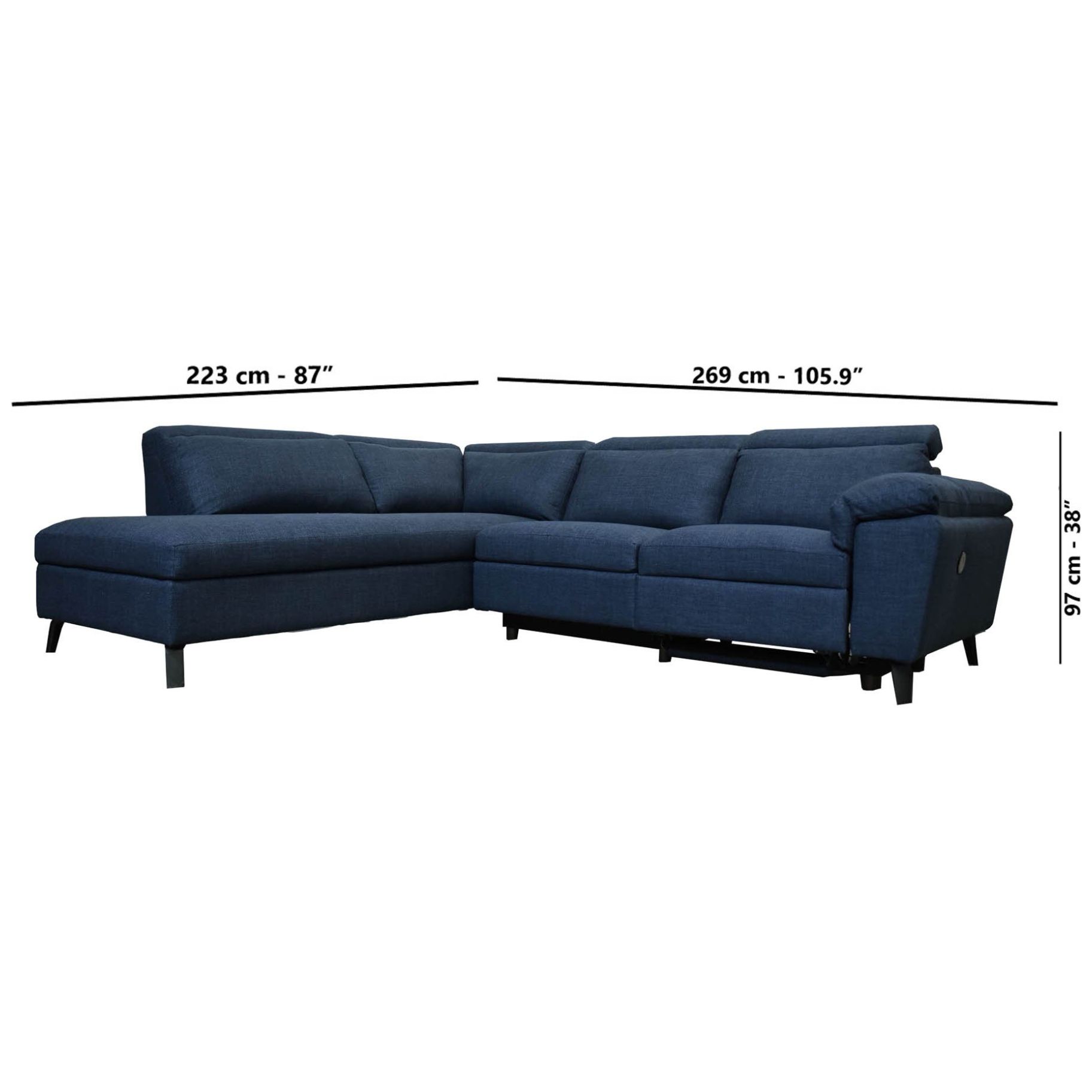 Sala Modular Izquierda Duster Tela Azul Marino Liz