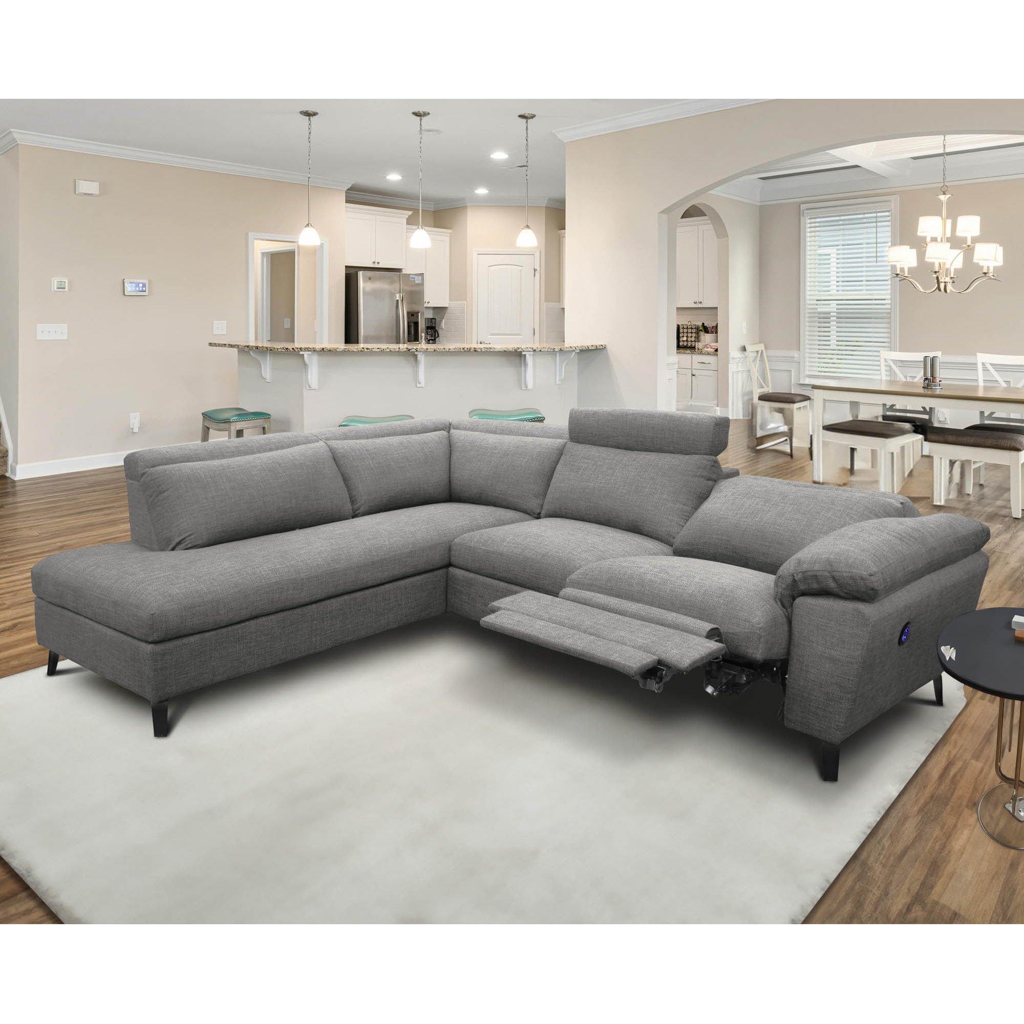 Sala Modular 2 Piezas Izquierda Duster Tela Gris Liz