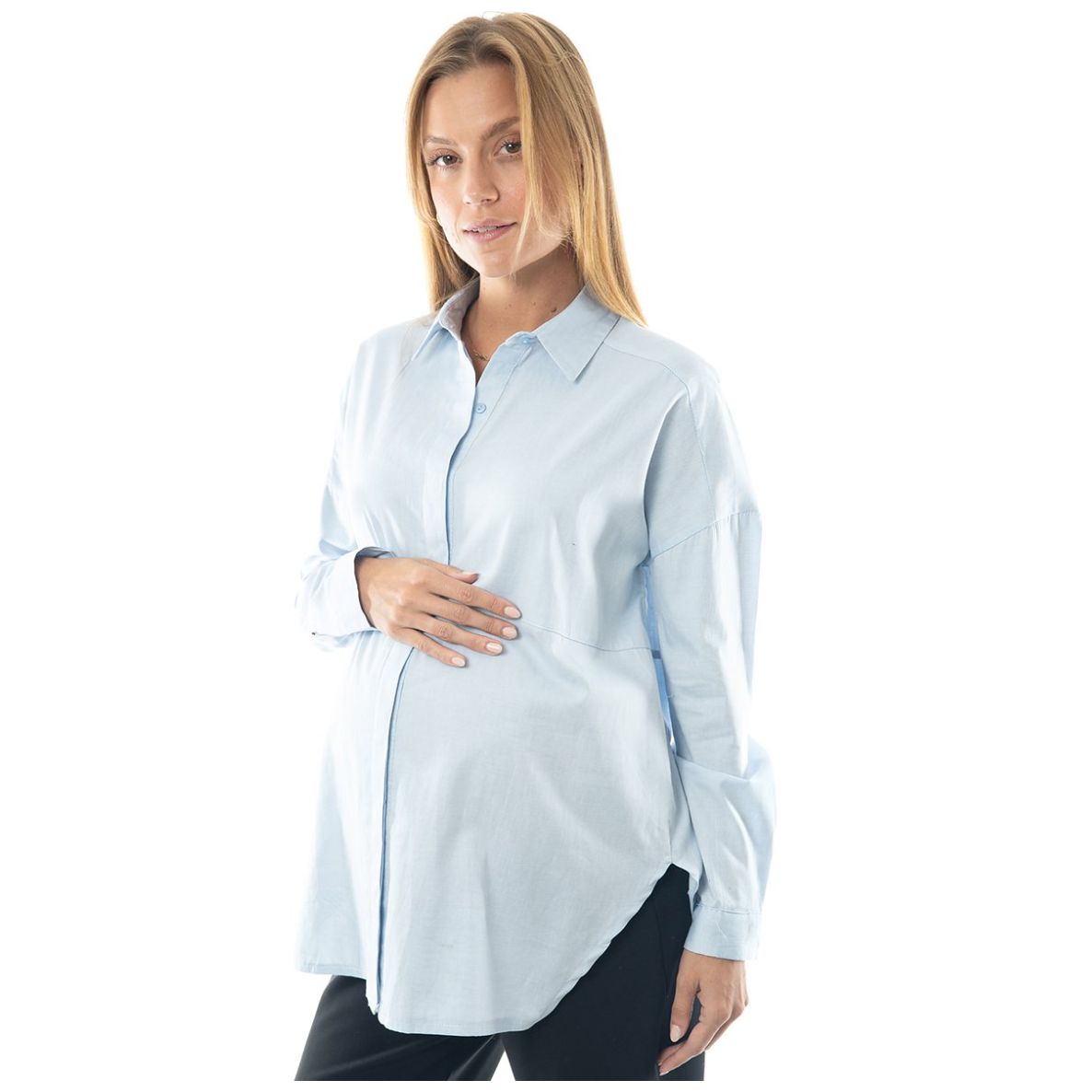 Blusa de Maternidad con Cuello Camisero Mama Mia