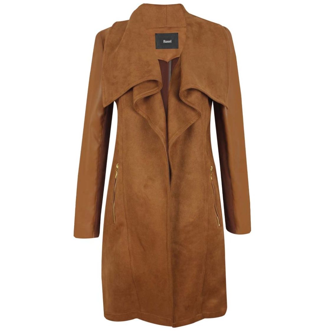 Abrigo 3/4 en Suede con Vinipiel para Mujer Basel