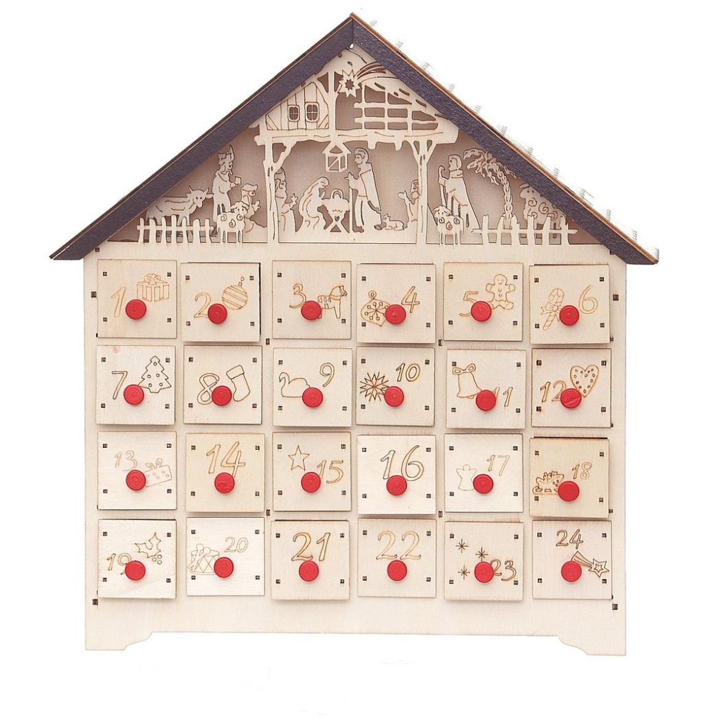 Casa Calendario Nacimiento de Madera con Luz 35Cm Gto