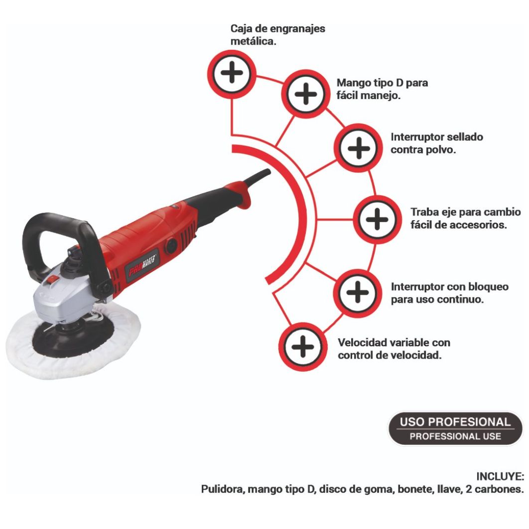 Pulidora con 6 Velocidades Variables Promaker 7"