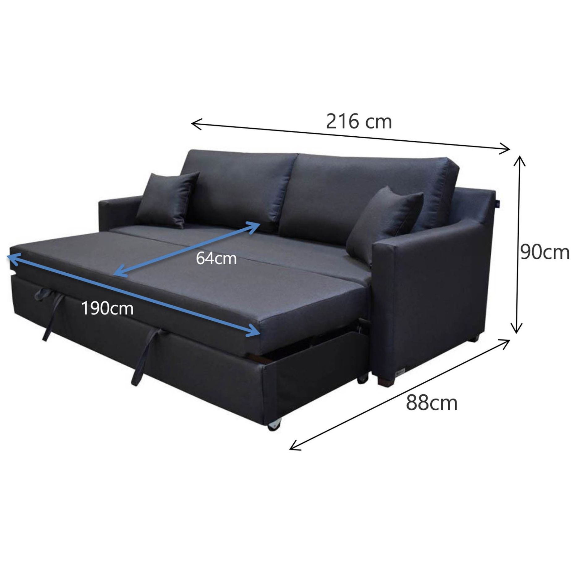 Sofá Cama Montreal Liz Tapizado en Tela Gris Obscuro