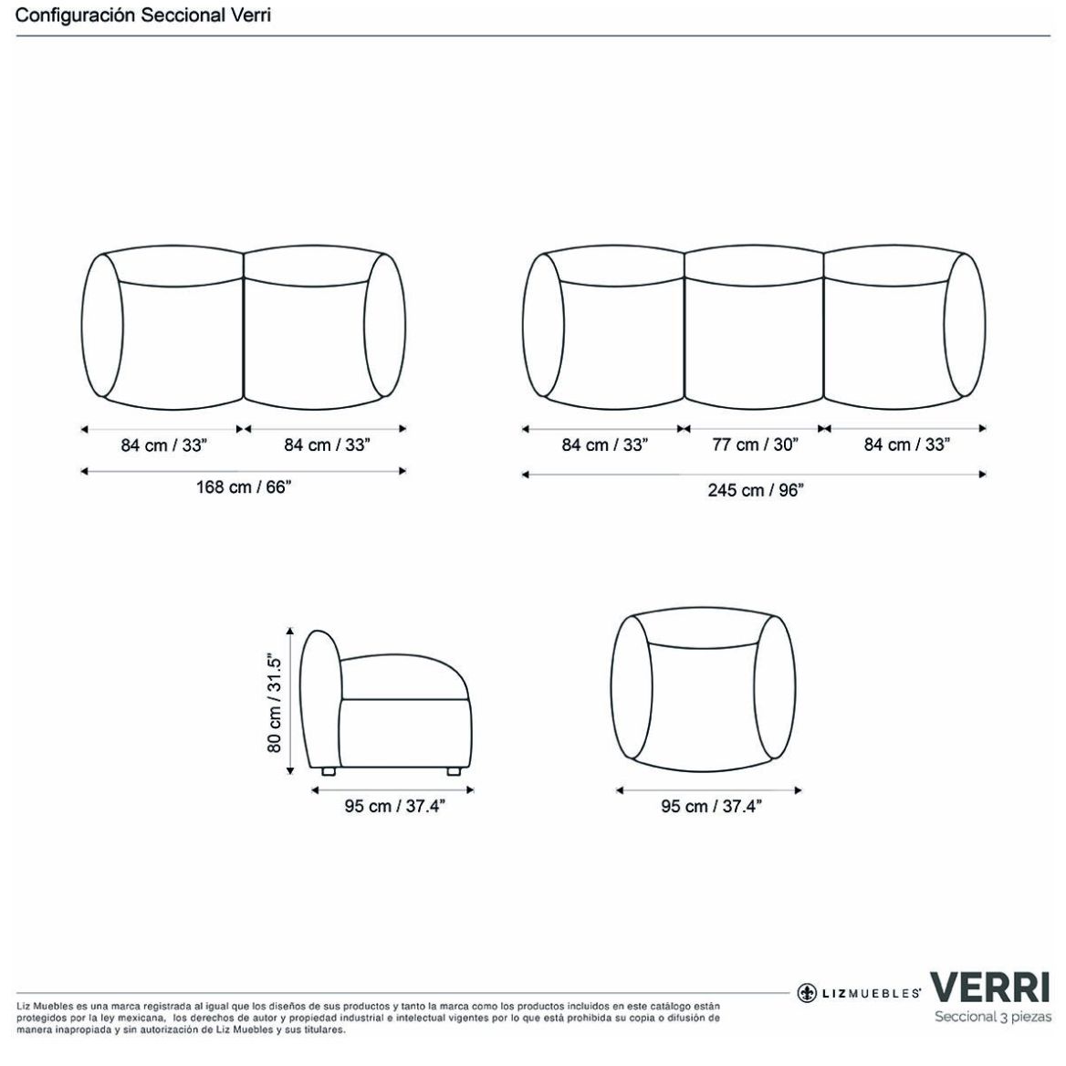 Sillón Individual Verri Sin Brazos Tela Verde Liz