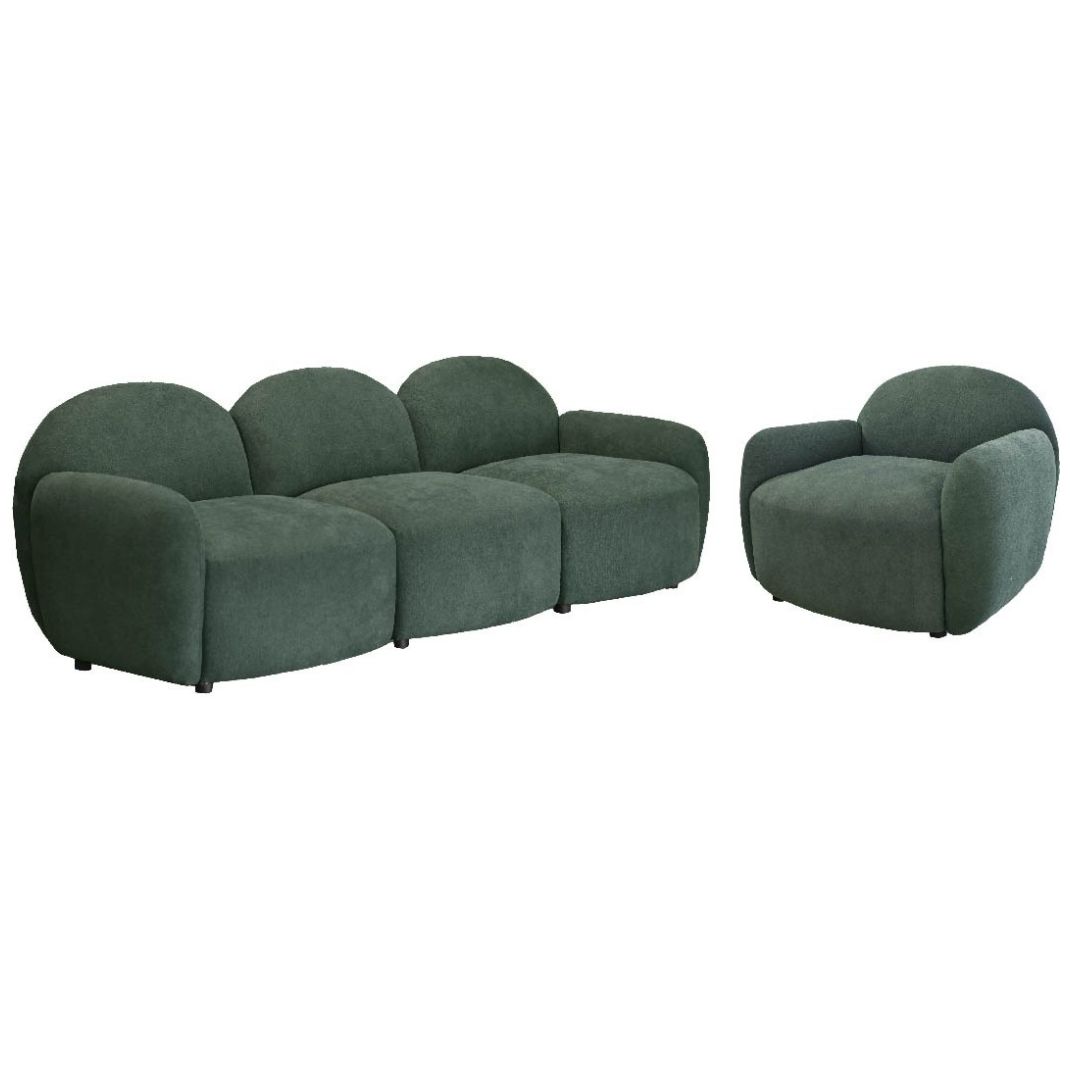 Sillón Individual Verri Sin Brazos Tela Verde Liz