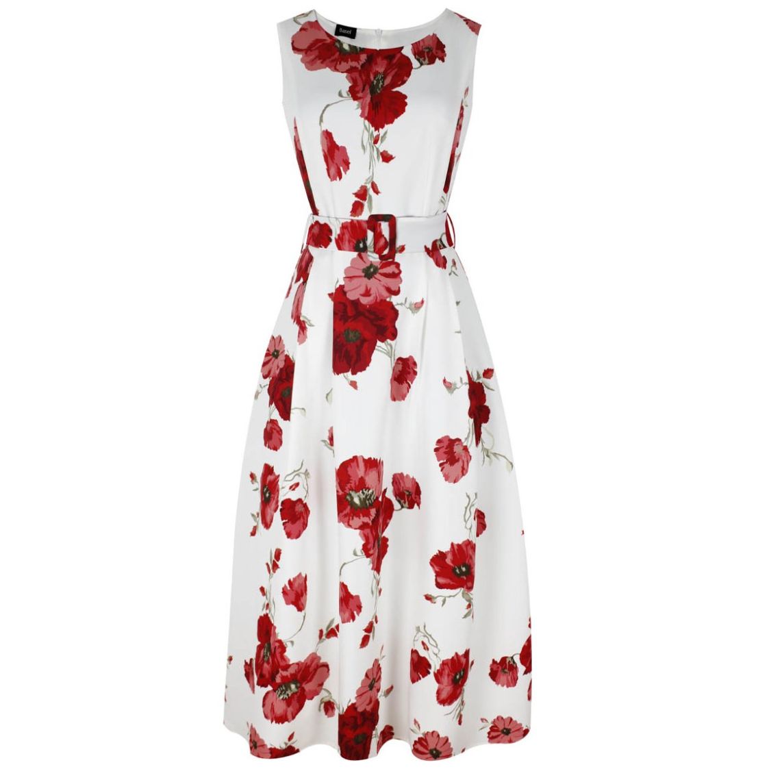 Vestido Corte Princesa Floral con Cinturón para Mujer Basel