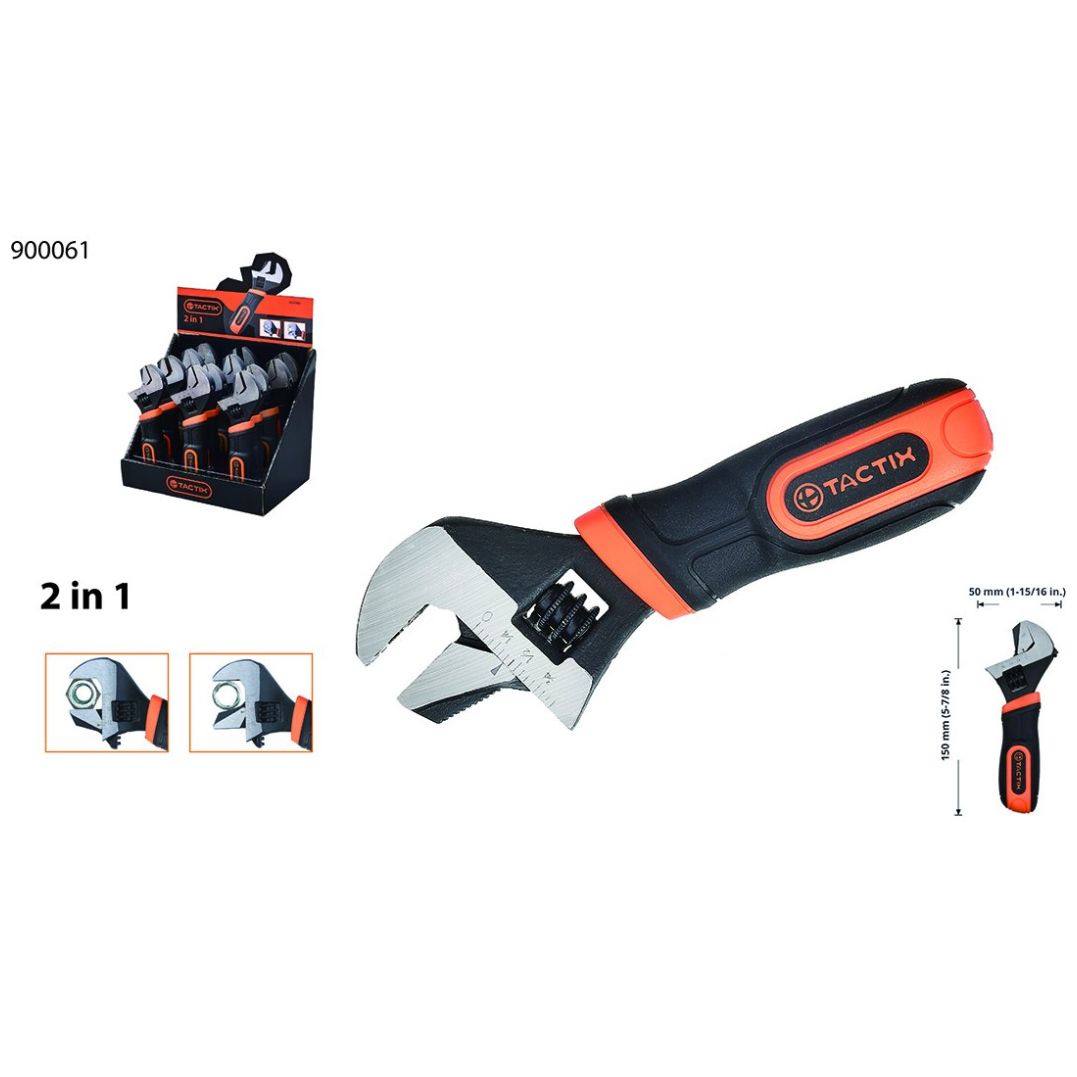 Llave Perico Impulso 2 en 1 Ajustable y Stillson Tactix