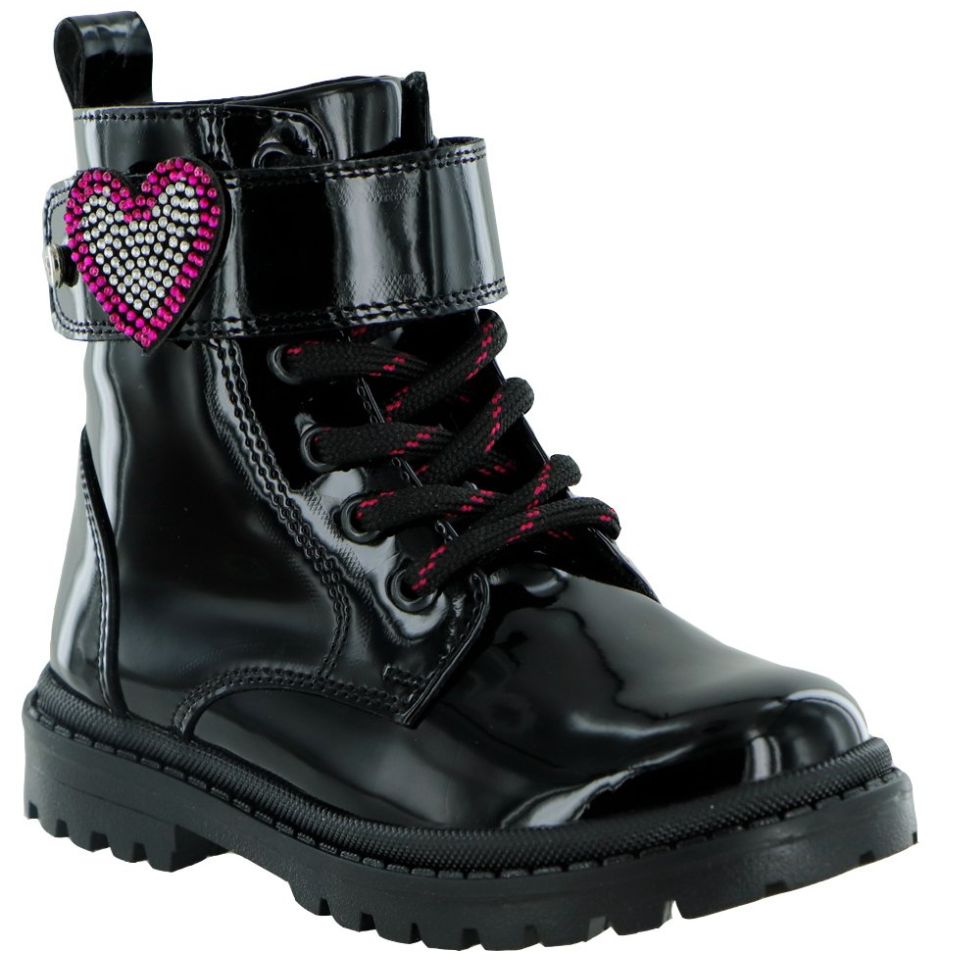 Bota con Agujeta Corazón 14-17 Negro para Niña Bambino