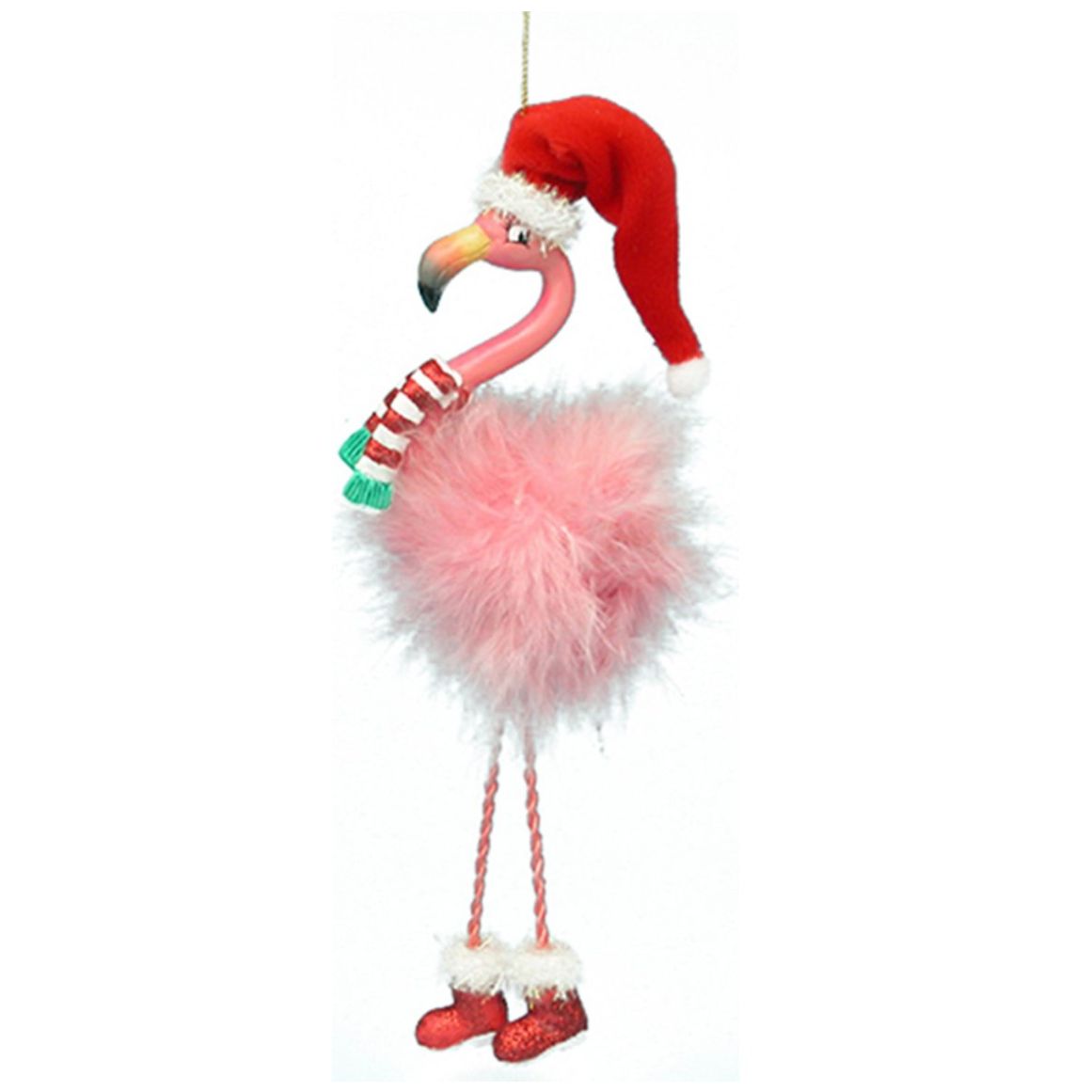 Colgante Flamingo Rosa Sombrero Santa 16 Cm Kurts