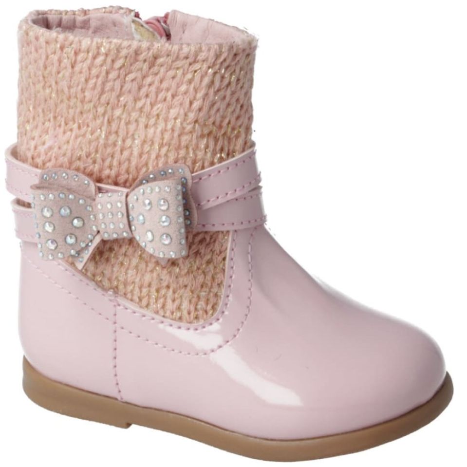 Bota de Charol Tejida con Moño 13-15 Rosa Karsten