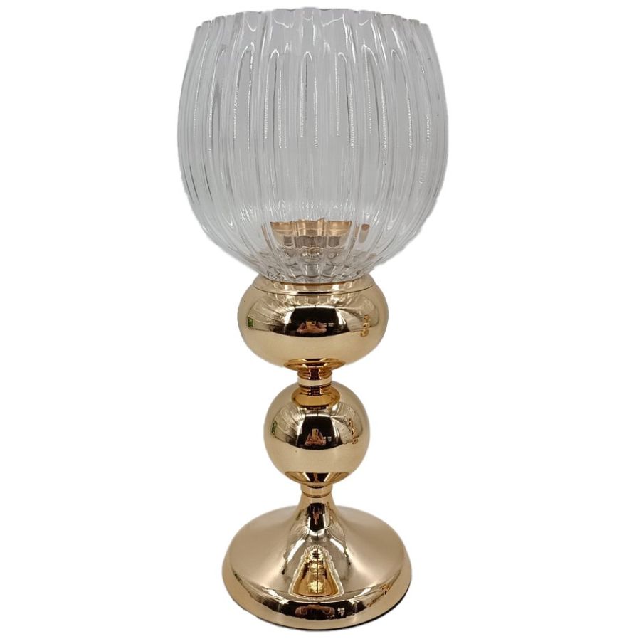 Candelero Cristal Bubble Gold Mediano Vintage Home