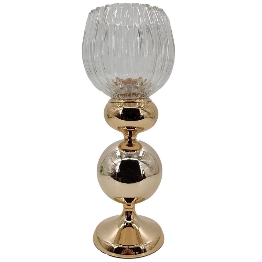 Candelero Cristal Bubble Gold Grande Vintage Home