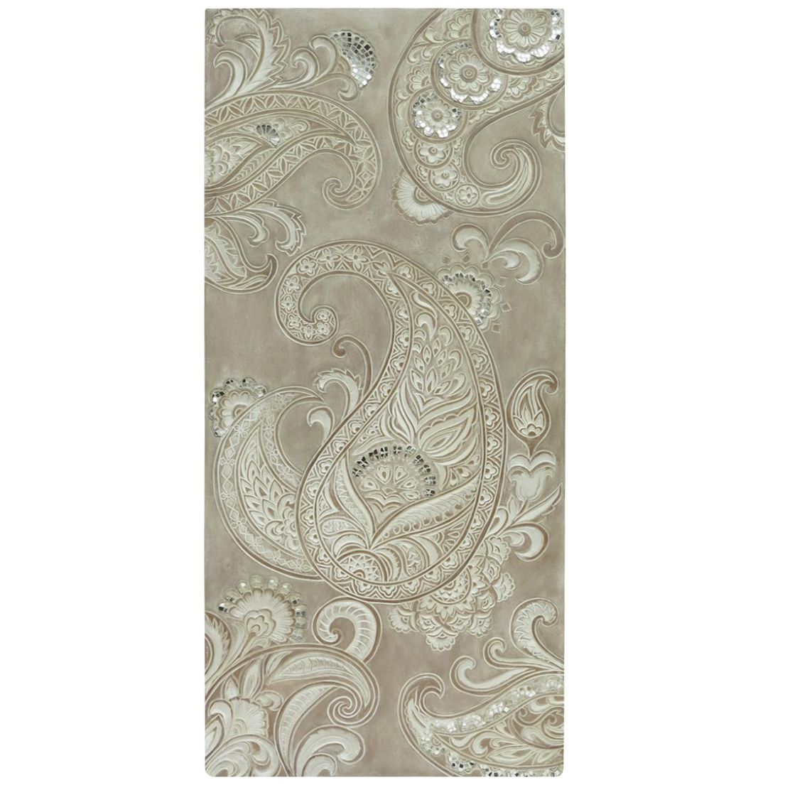 Cuadro Madera Paisley Blanco Mosaicos Espejo  Vintage Home