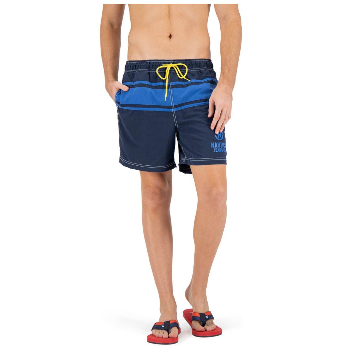 Traje de Baño Azul Franja en Contraste para Hombre Nautica Jeans Co