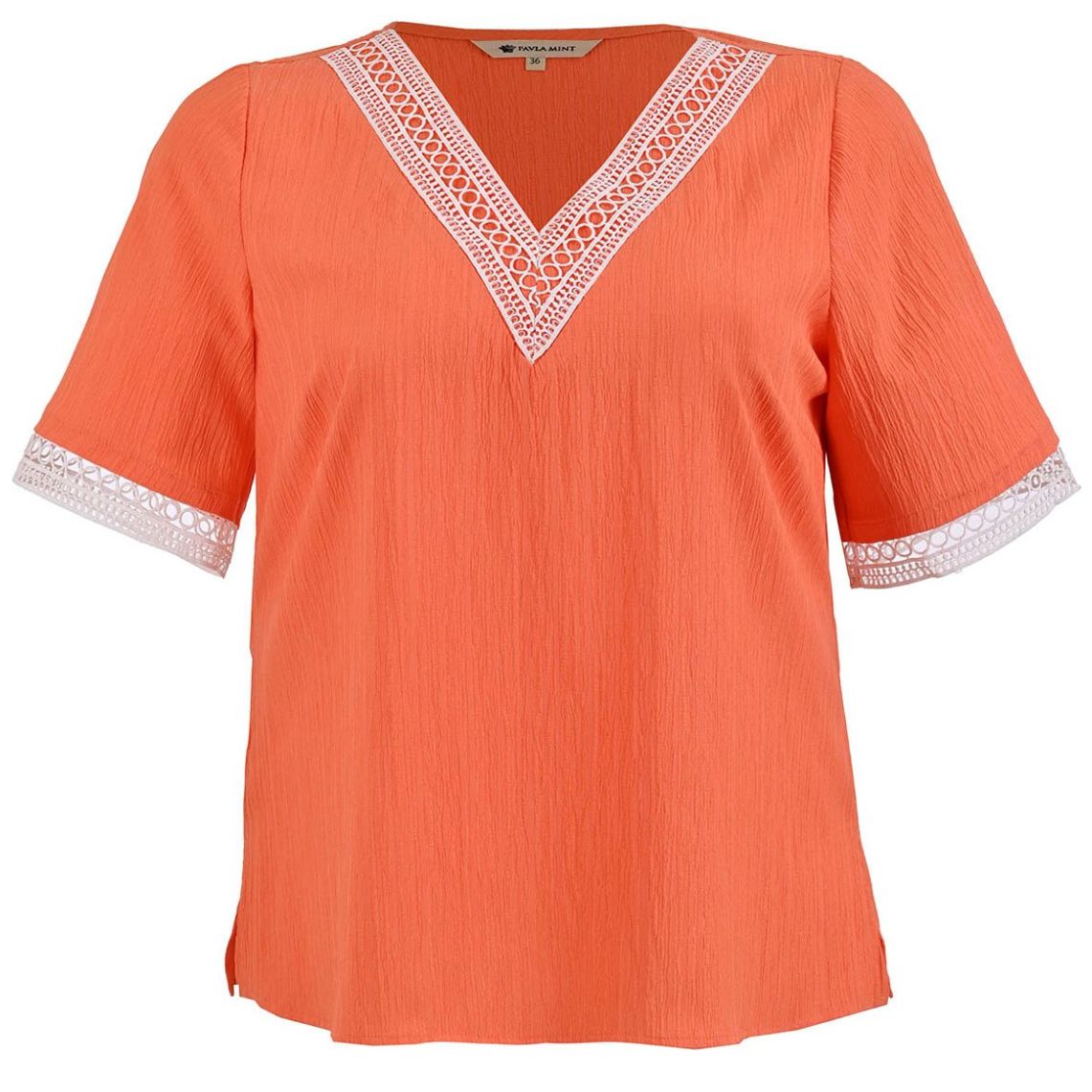 Blusa Manga al Codo Escote en V  para Mujer Talla Extra Pavla Mint