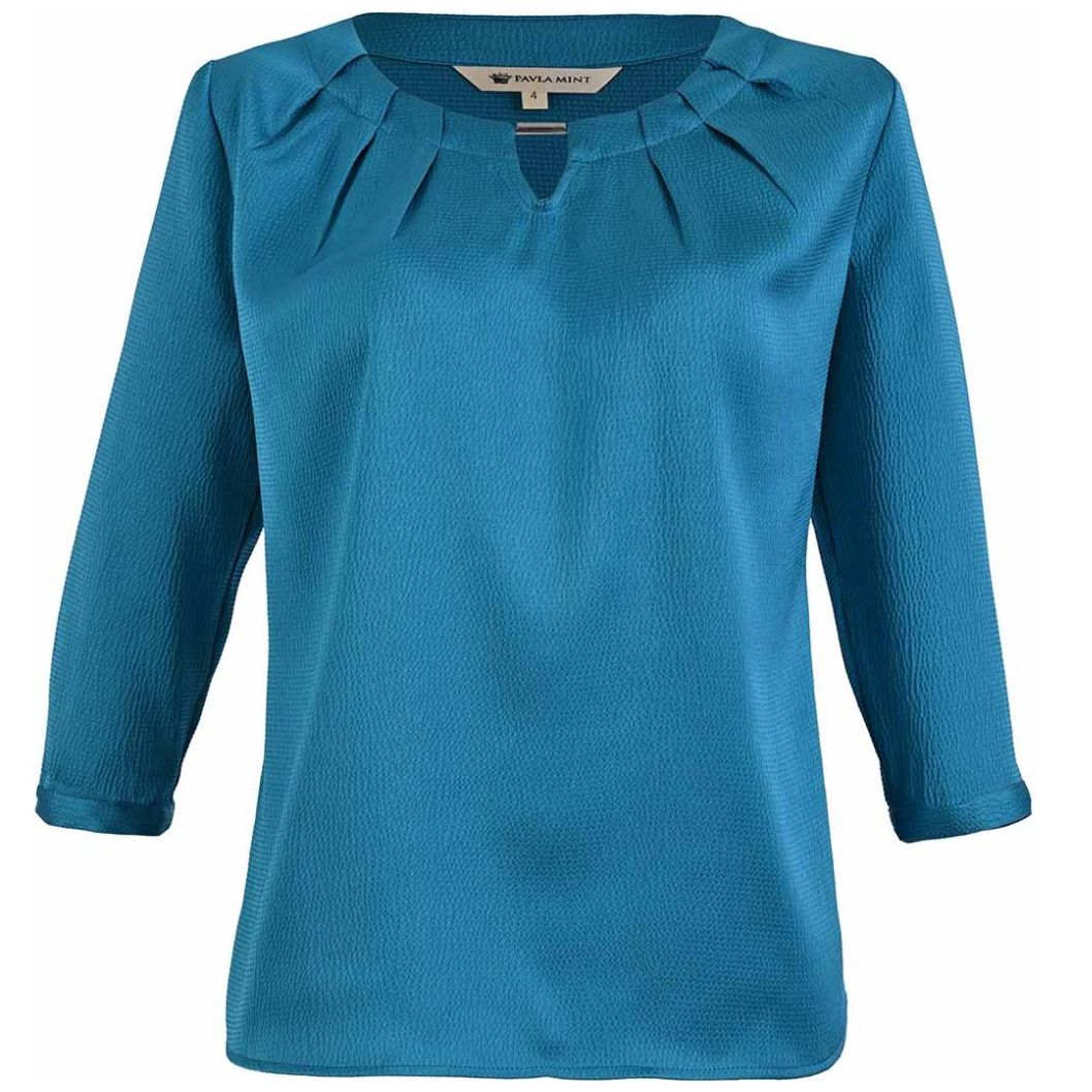 Blusa Escote Redondo con Plisado  Manga 3/4  para Mujer Petite Pavla Mint