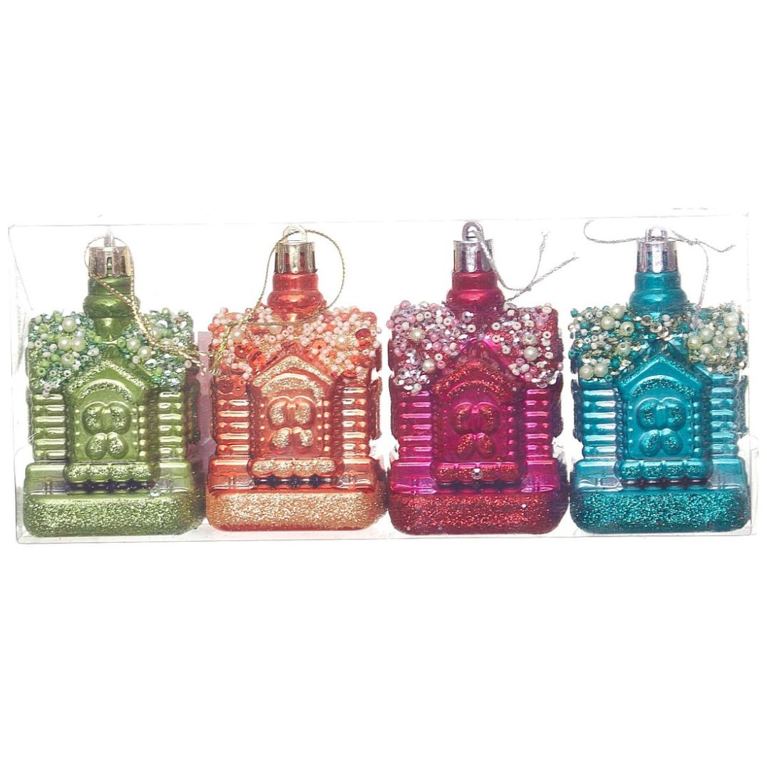 Set de 4 Casas de Plástico Colores con Diamantina  Gto