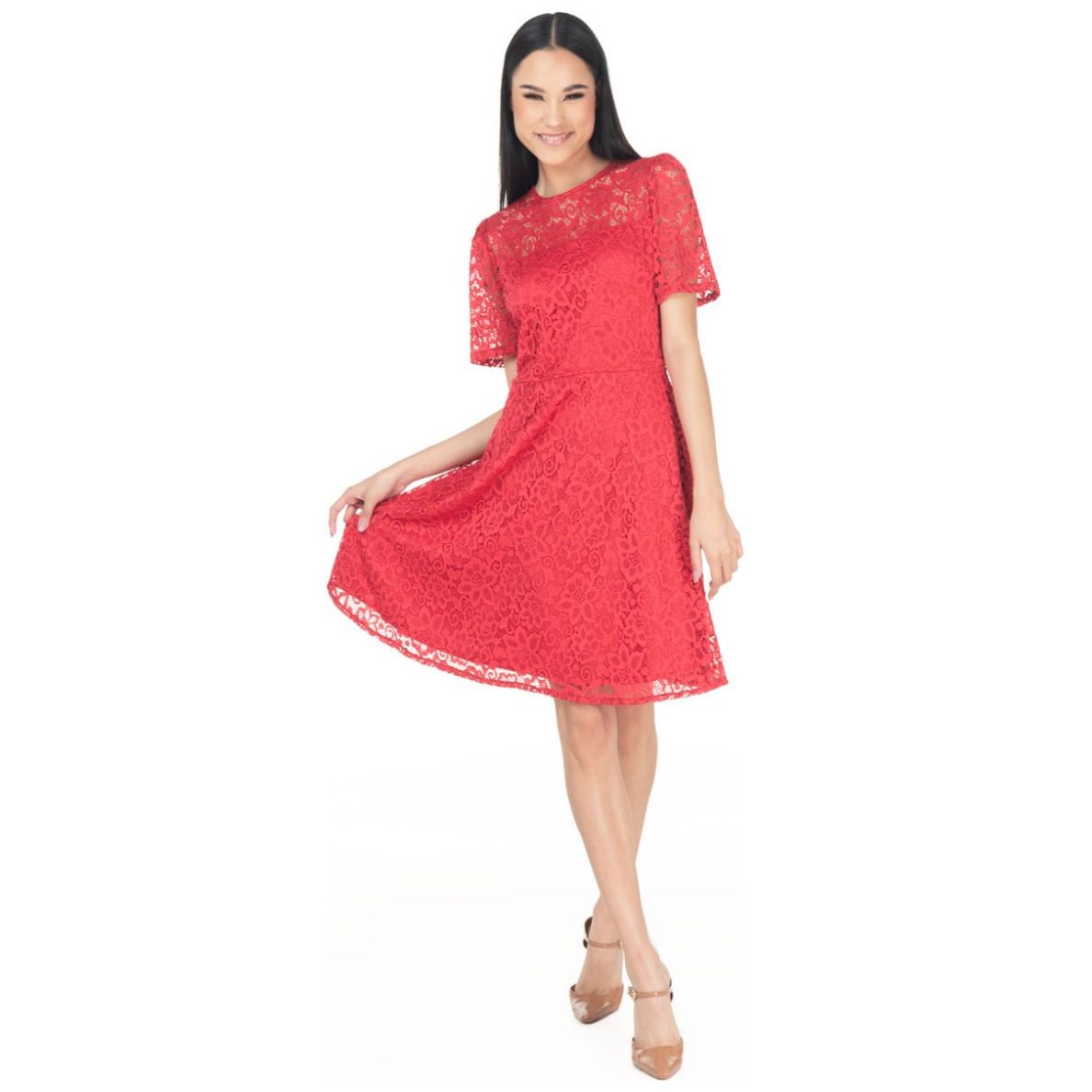 Vestido Midi Encaje Semicircular para Mujer Sarah Bustani