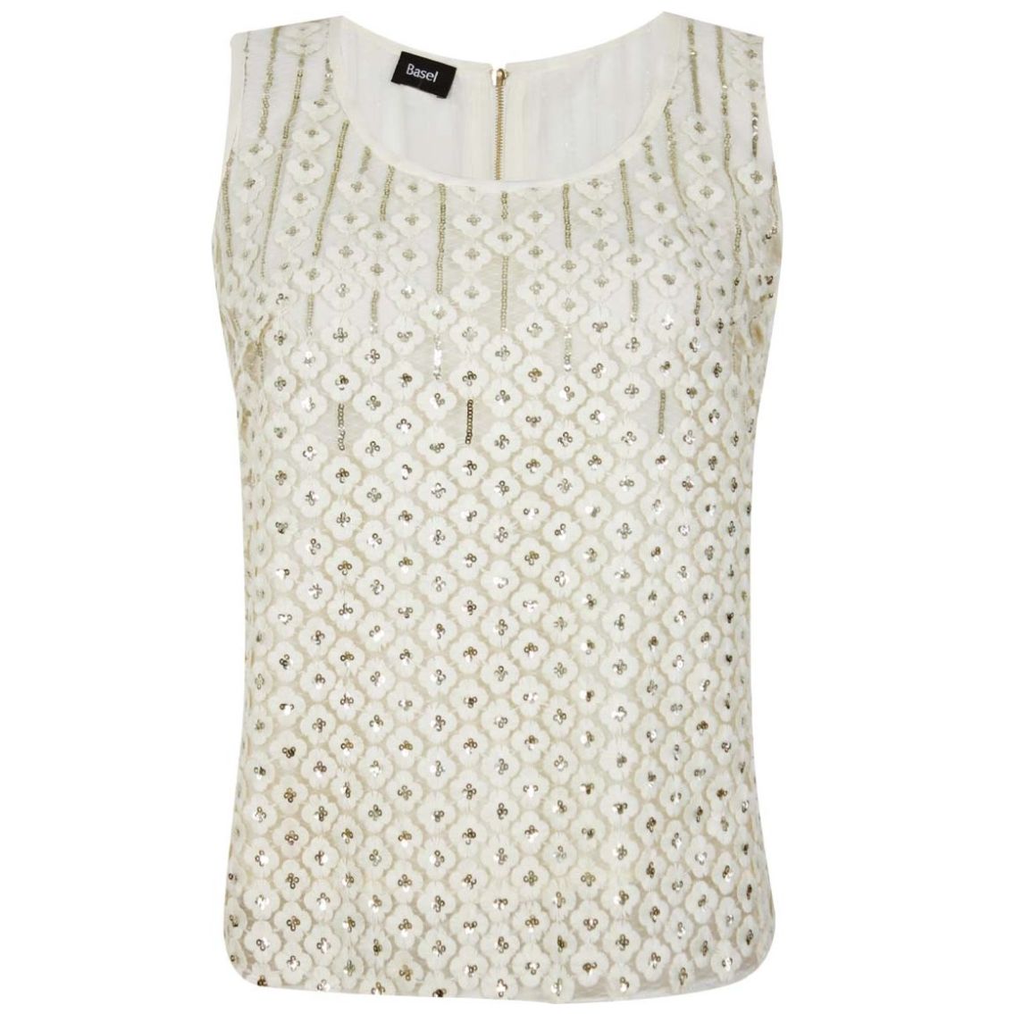 Blusa de Mesh Bordado en Lentejuelas para Mujer Basel