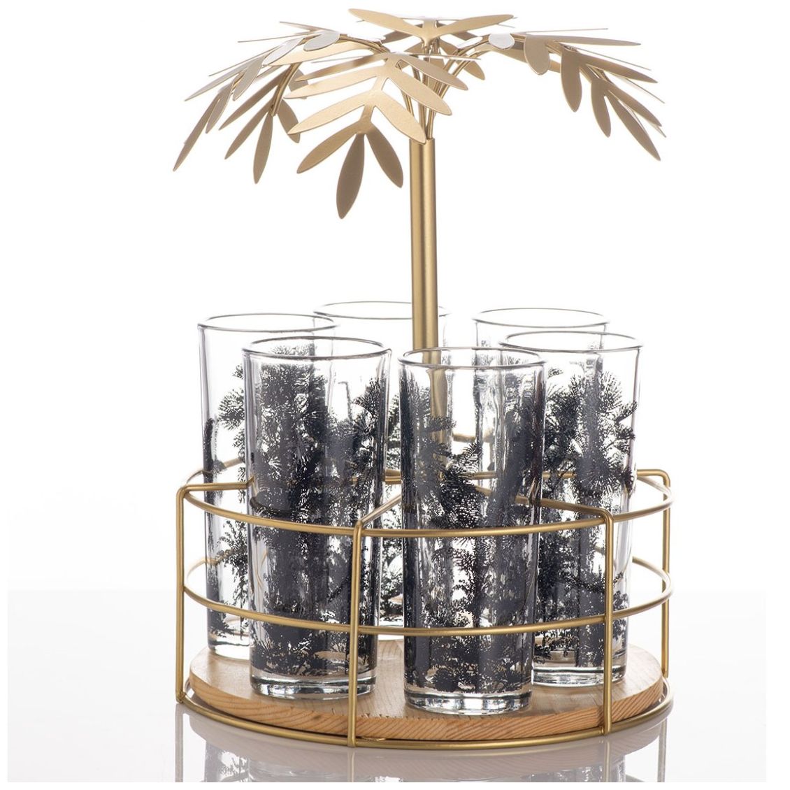 Set 6 Piezas Vasos Palmera con Base Home & Details