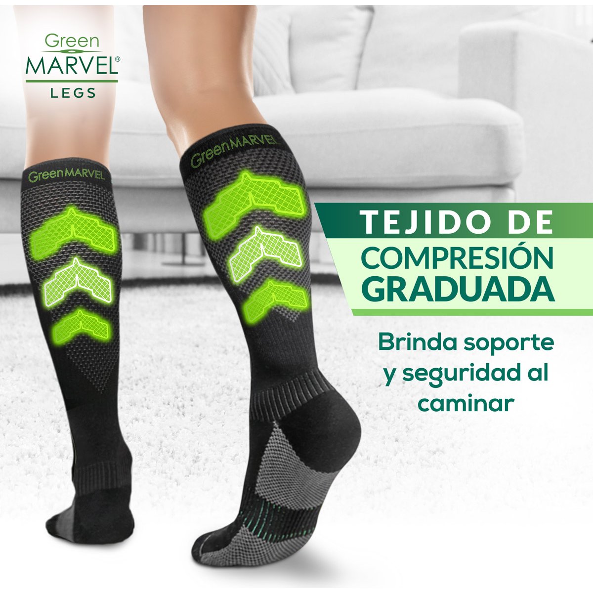 Medias de Compresión Green Marvel Legs S-M para Mujer