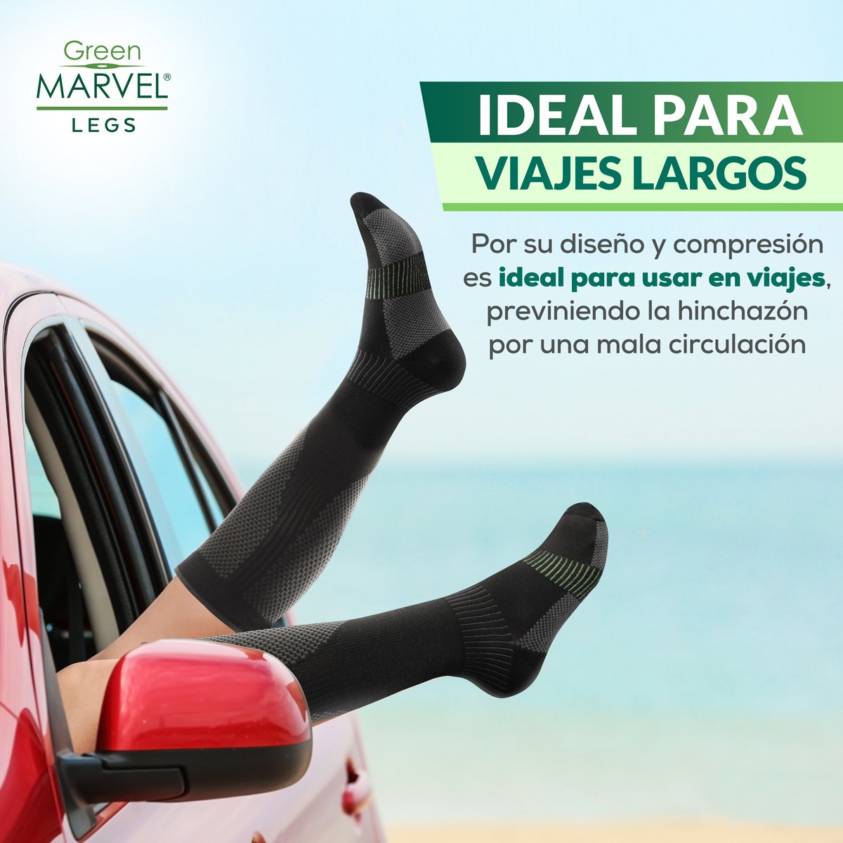 Medias de Compresión Green Marvel Legs S-M para Mujer