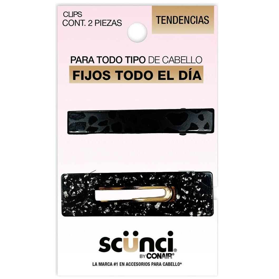 Clips Black & White 2 Pzas Scunci