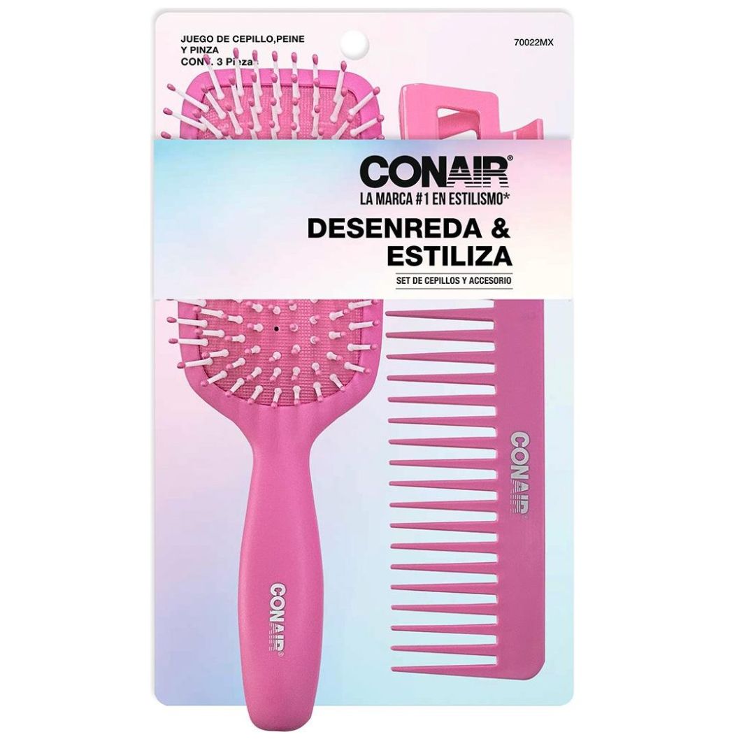 Set Cepillo Peine Y Pinza 3 Pzas Conair