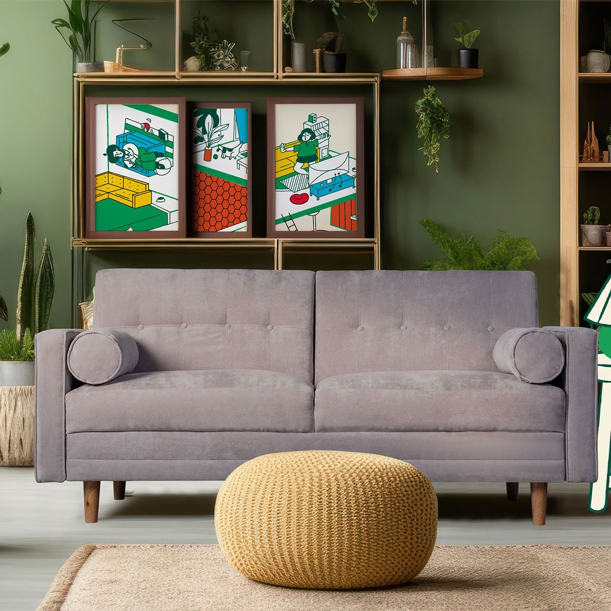 Sofá Cama Gris Claro Beehive Bristol Makora