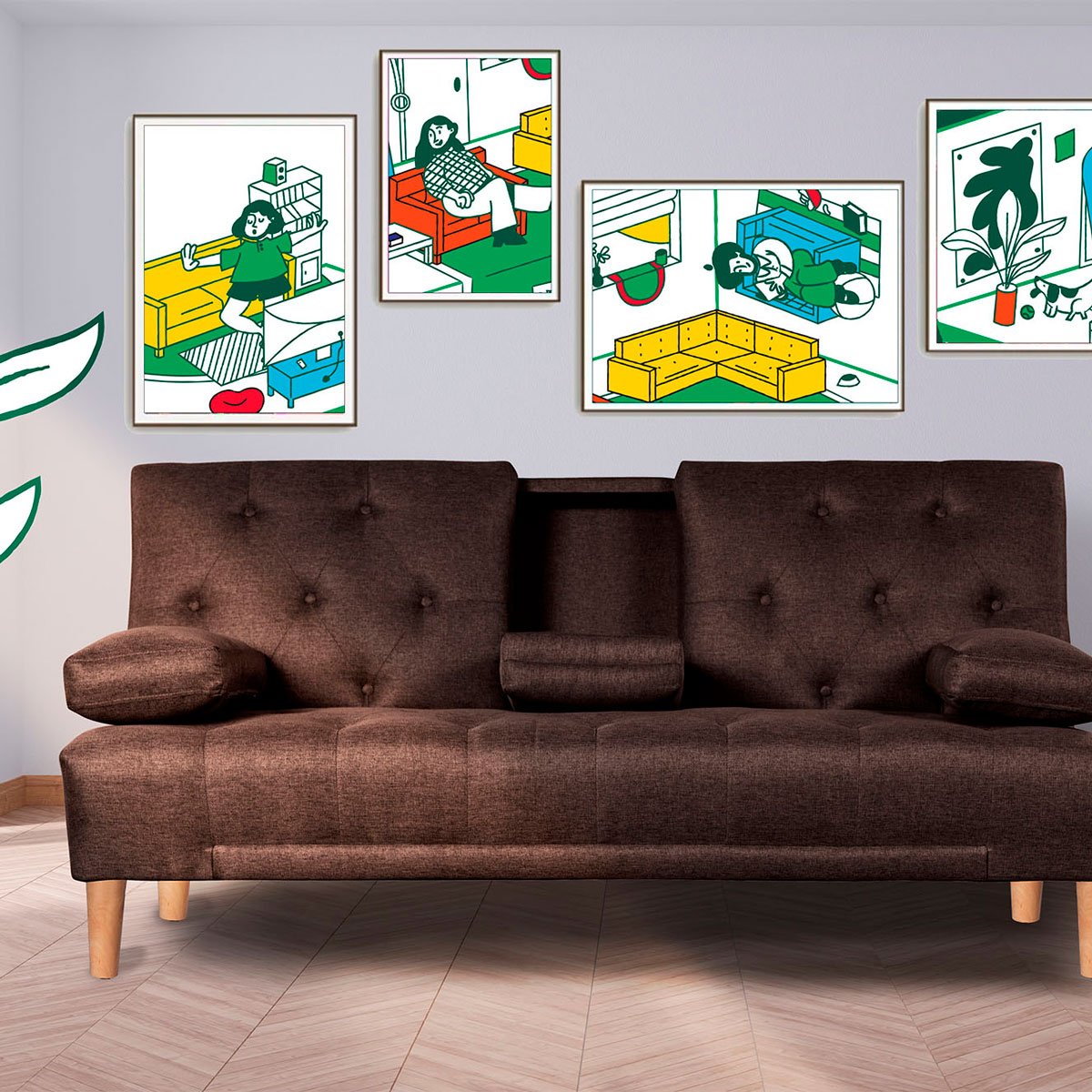 Sofá Cama Chocolate Caroli Makora