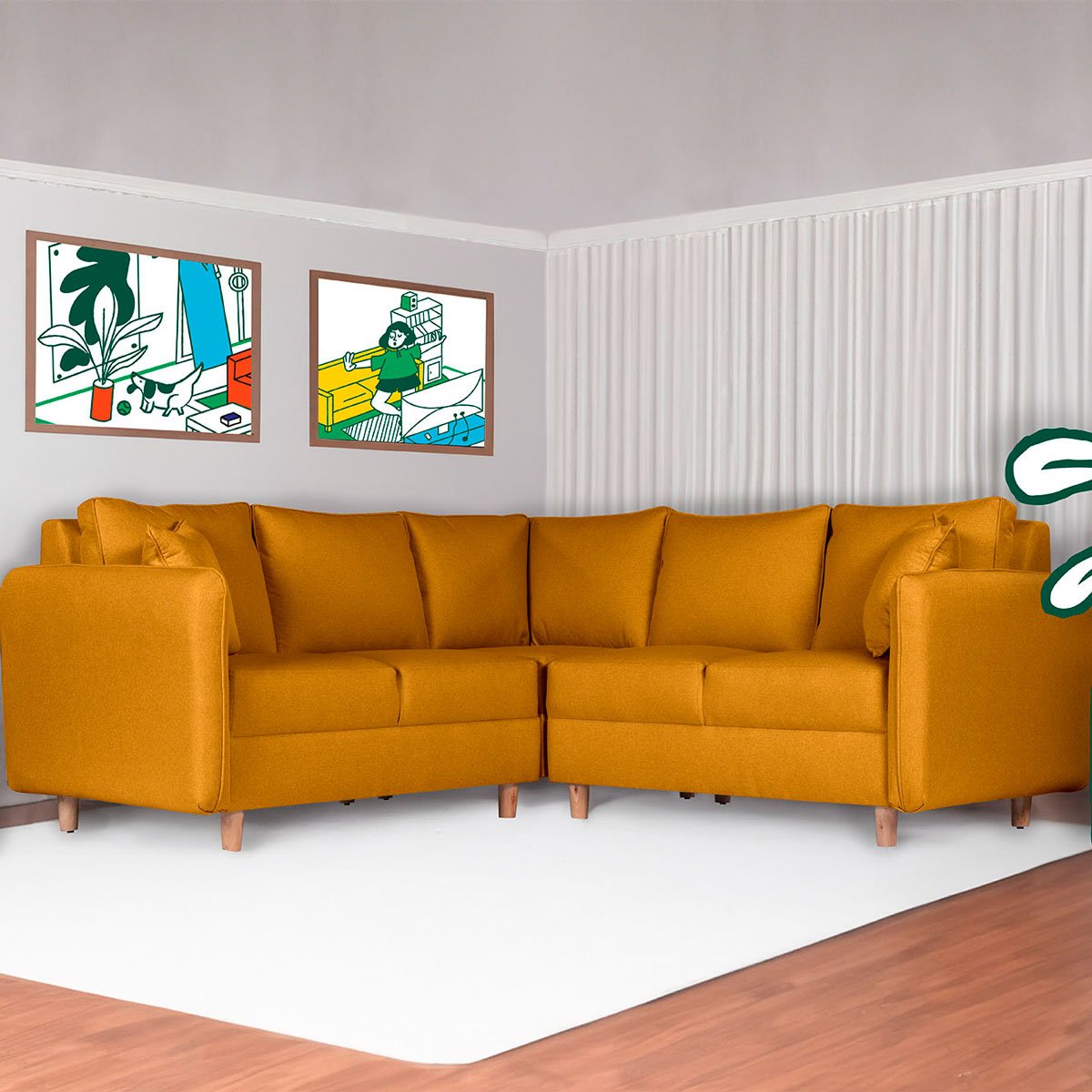Sala Esquinera Maccan Mostaza Makora